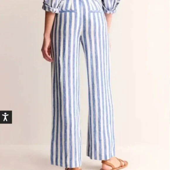 Boden Women’s Blue and White Striped Pants - Size‎ 14